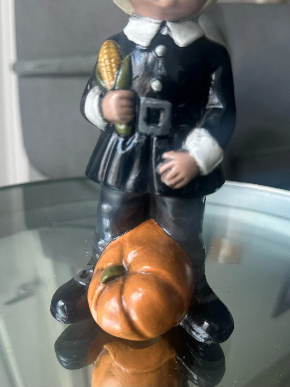 Vintage Hand-painted Ceramic Boy Pilgrim Figurine Thanksgiving Holiday Decor  79